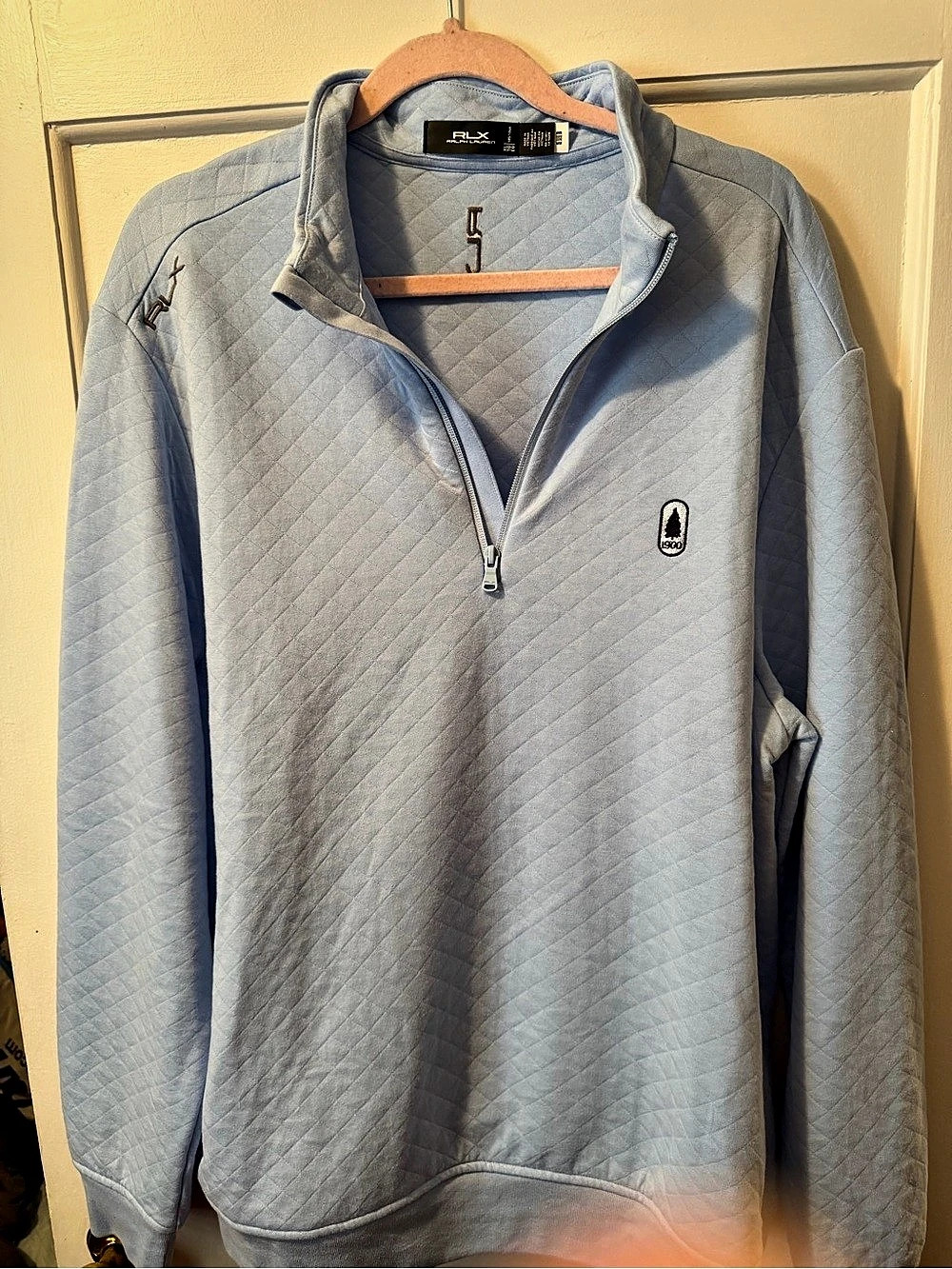 RLX Ralph Lauren Quilted Double-Knit Quarter-Zip Pullover Blue XL